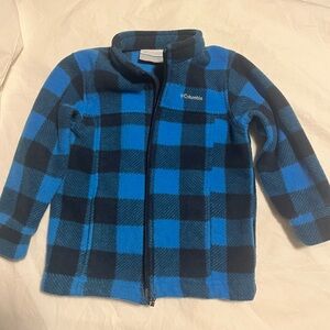 Columbia Kids Black and Blue Checkered Fleece Jacket